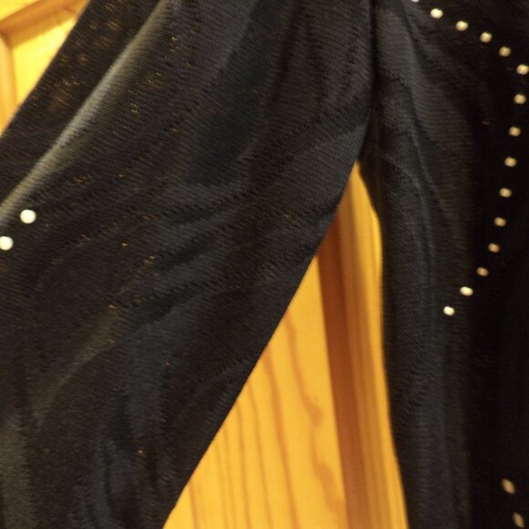 Ming Wang Open Front Jacket  ~ Navy with White Dots + Swirl Accents ~ Large  New - Picture 8 of 12